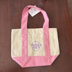 Trader Joe’s Mini Canvas Tote Bag Pink